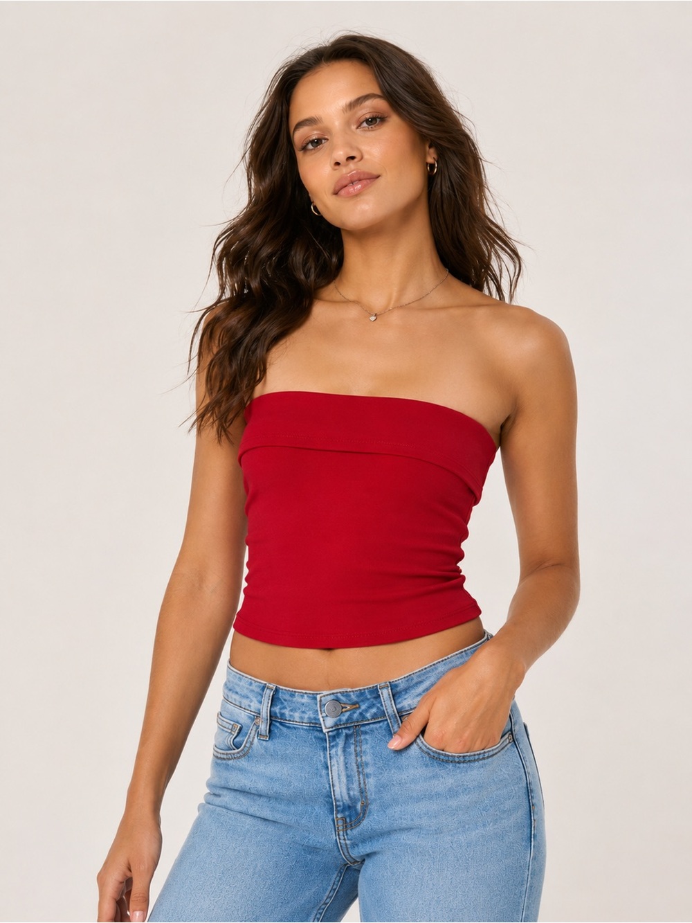 Taylor Tube Top Crimson Red XL Y2K Strapless Bandeau Stretch Crop Top NWT